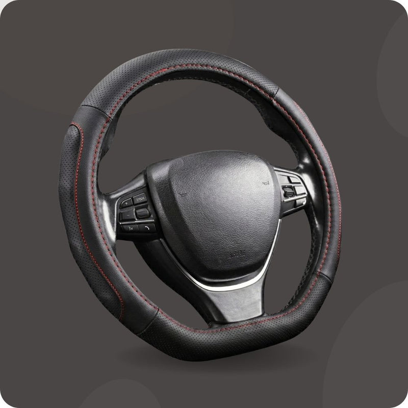 Steering Wheel Cover for Suzuki Swift 2024 - Current (Hybrid) - Black Microfiber Leather - D-Shape 38 cm