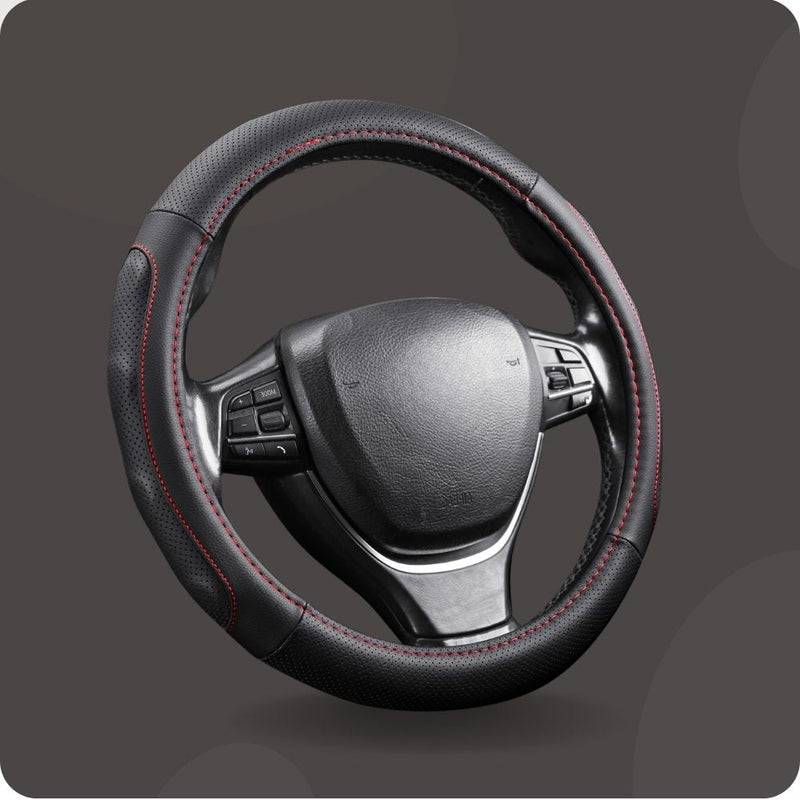 Steering Wheel Cover for Toyota FJ Cruiser 2010 - 2017 - Black Microfiber Leather - Circle 38 cm