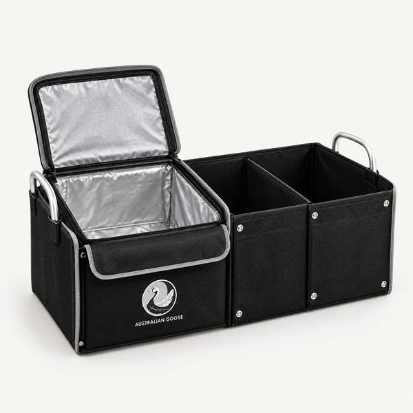 Black Australian Goose cargo organiser with portable cooler bag