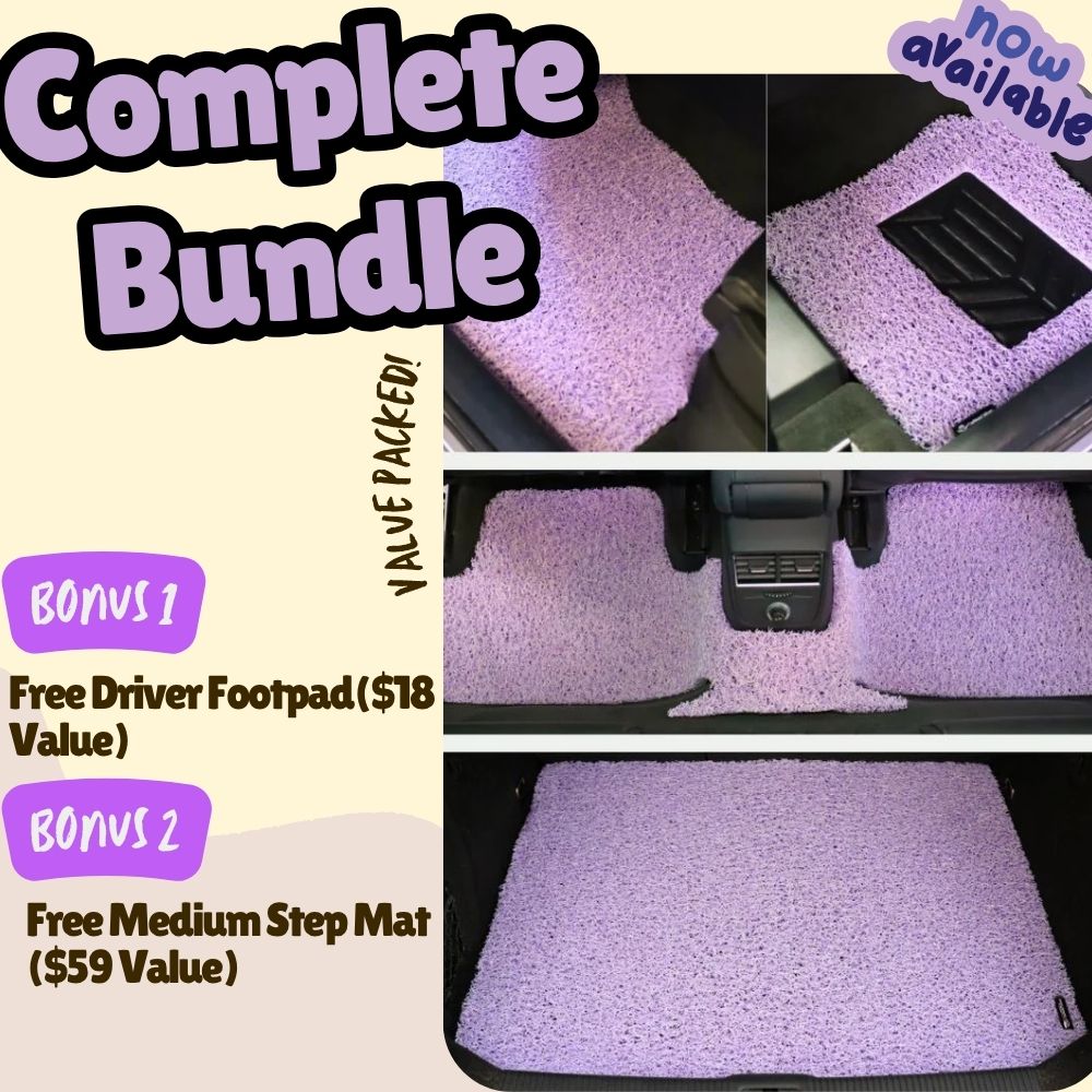 Complete Jacaranda Mist CarMatsCulture set with floor and boot coverage