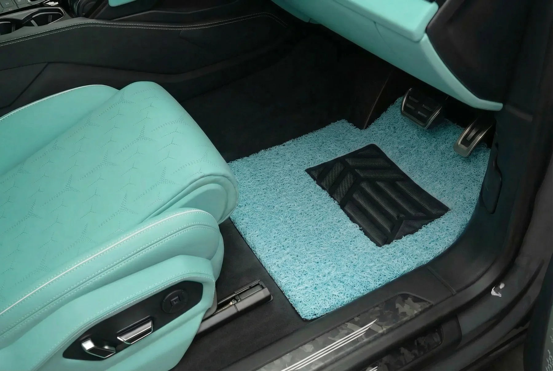Bondi Blue car mats creating a clean, finished vehicle interior