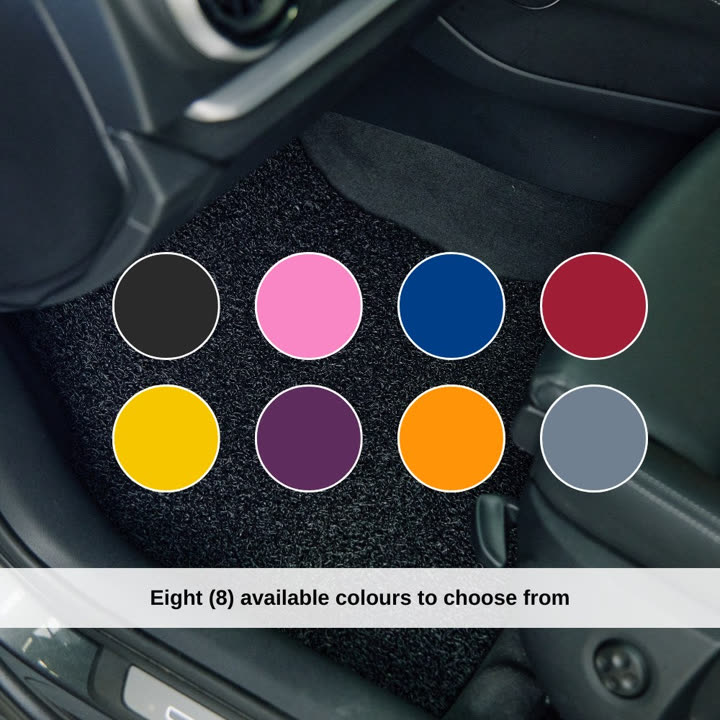 A selection of colourful custom-fit Car Mats Culture mats