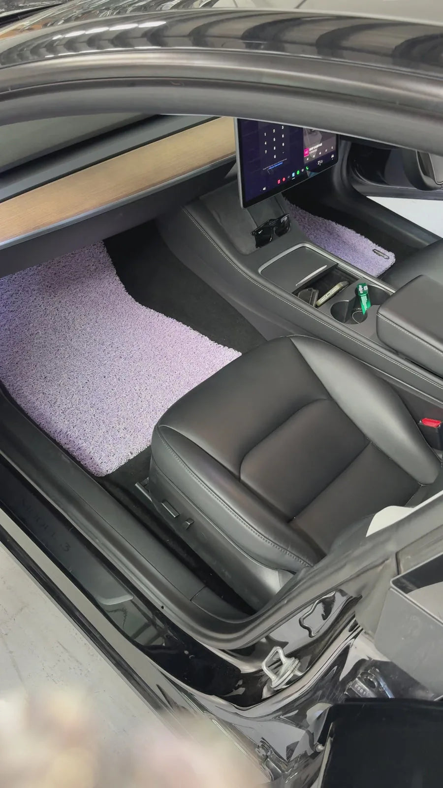 Jacaranda Mist CarMatsCulture mats installed in a customer footwell